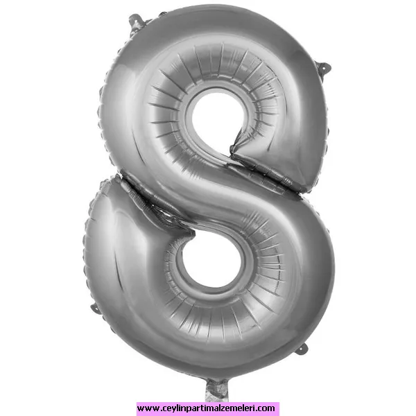 8 Rakam Gümüş Folyo Balon